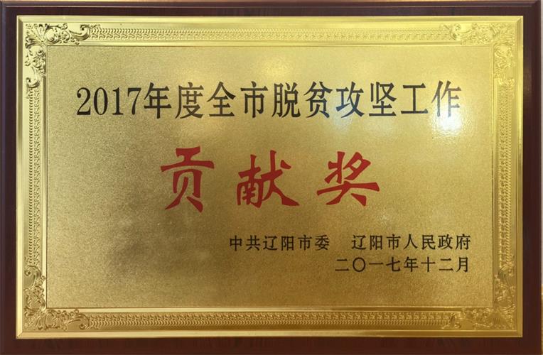 辽联信息荣获2017年度全市脱贫攻坚工作贡献奖